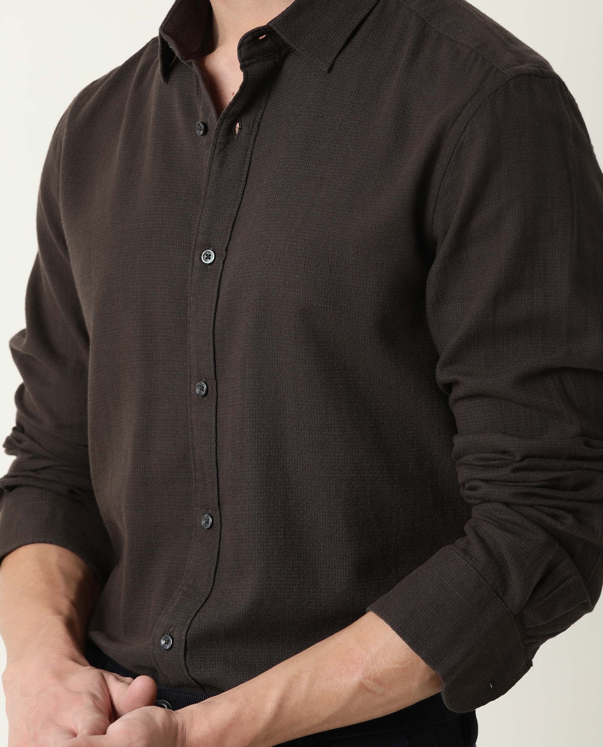 VALBY-SLIM FIT PLAIN MENS SHIRT-OLIVE SHIRT RARE RABBIT