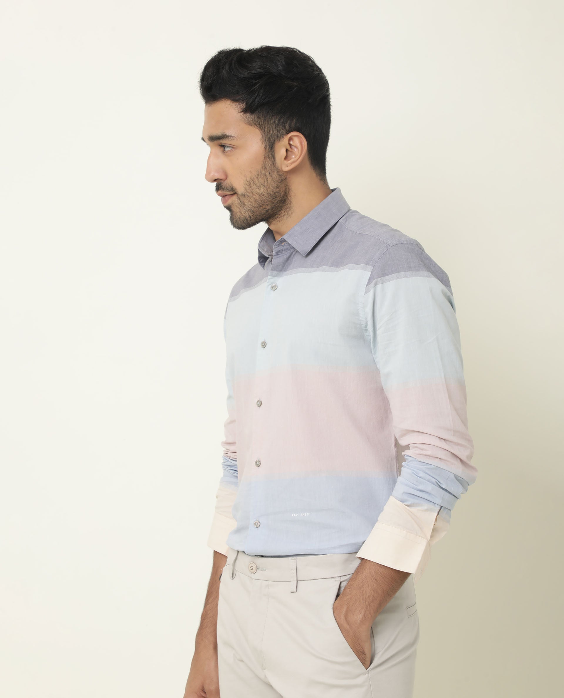 MALVA-MENS COLOR BLOCK SHIRT-MULTI SHIRT RARE RABBIT
