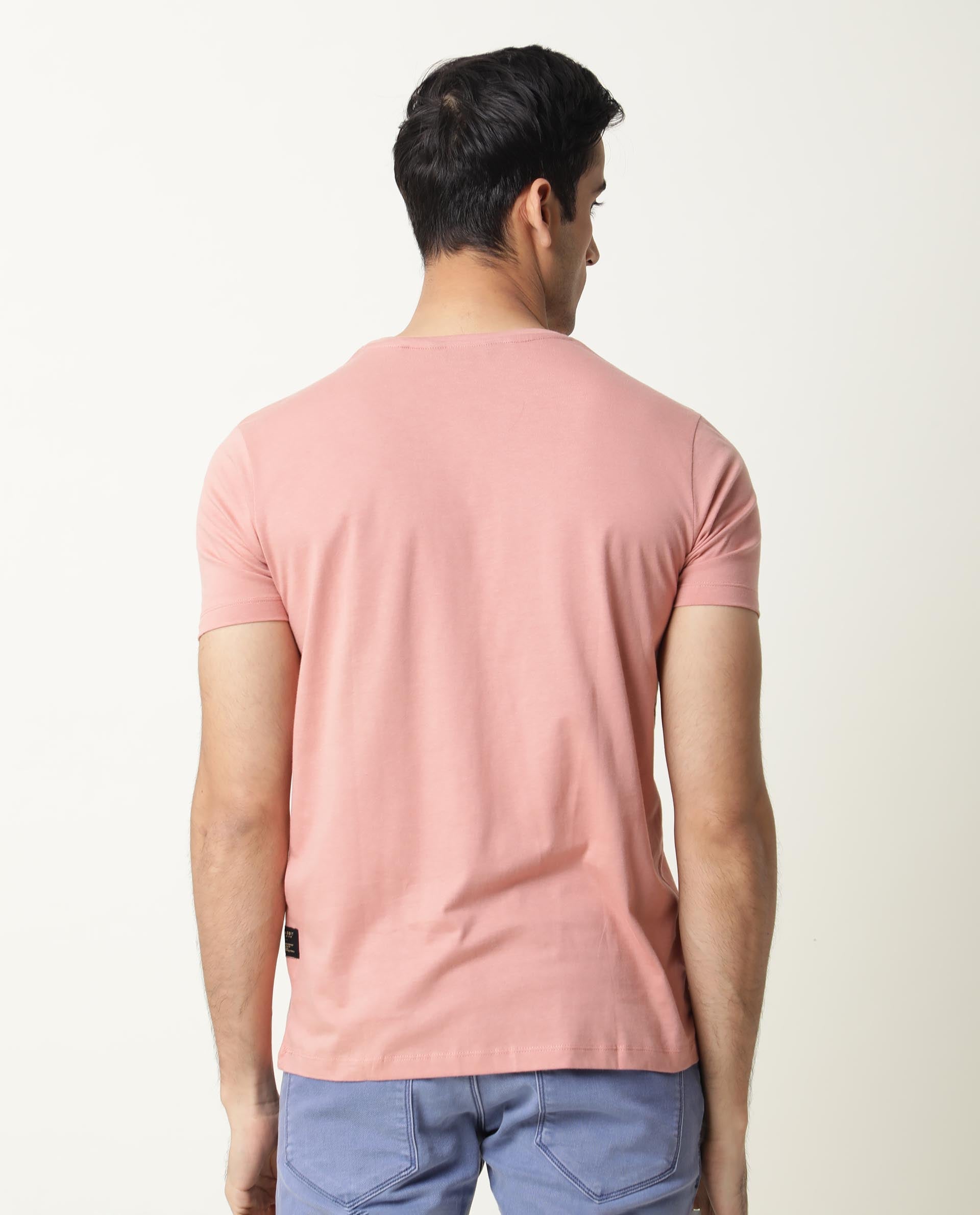 MESSAGE- LOGO PRINT MEN'S T SHIRT - PINK T-SHIRT RARE RABBIT