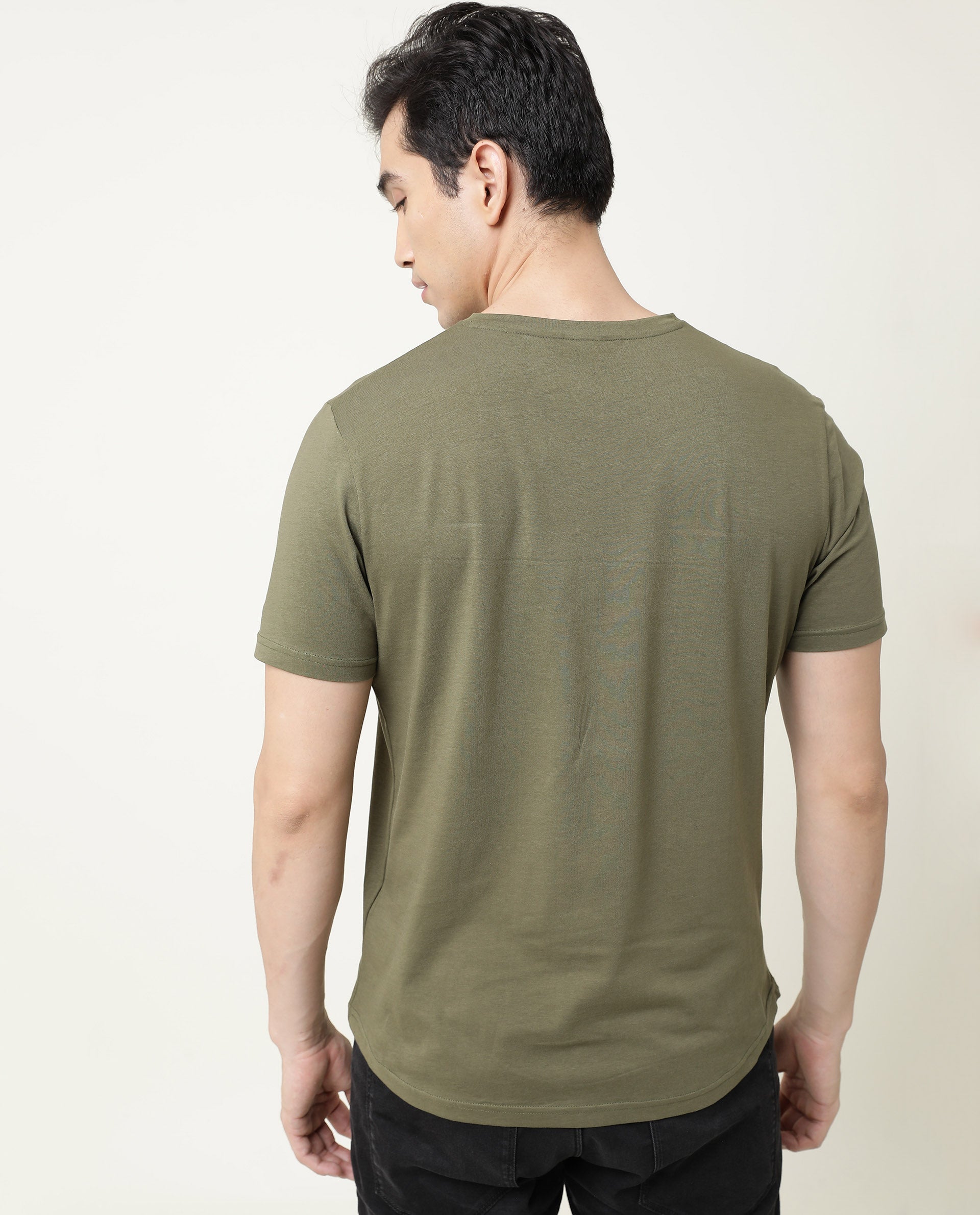ENTRE- BASIC CURVE HEM MEN'S T SHIRT - GREEN T-SHIRT RARE RABBIT