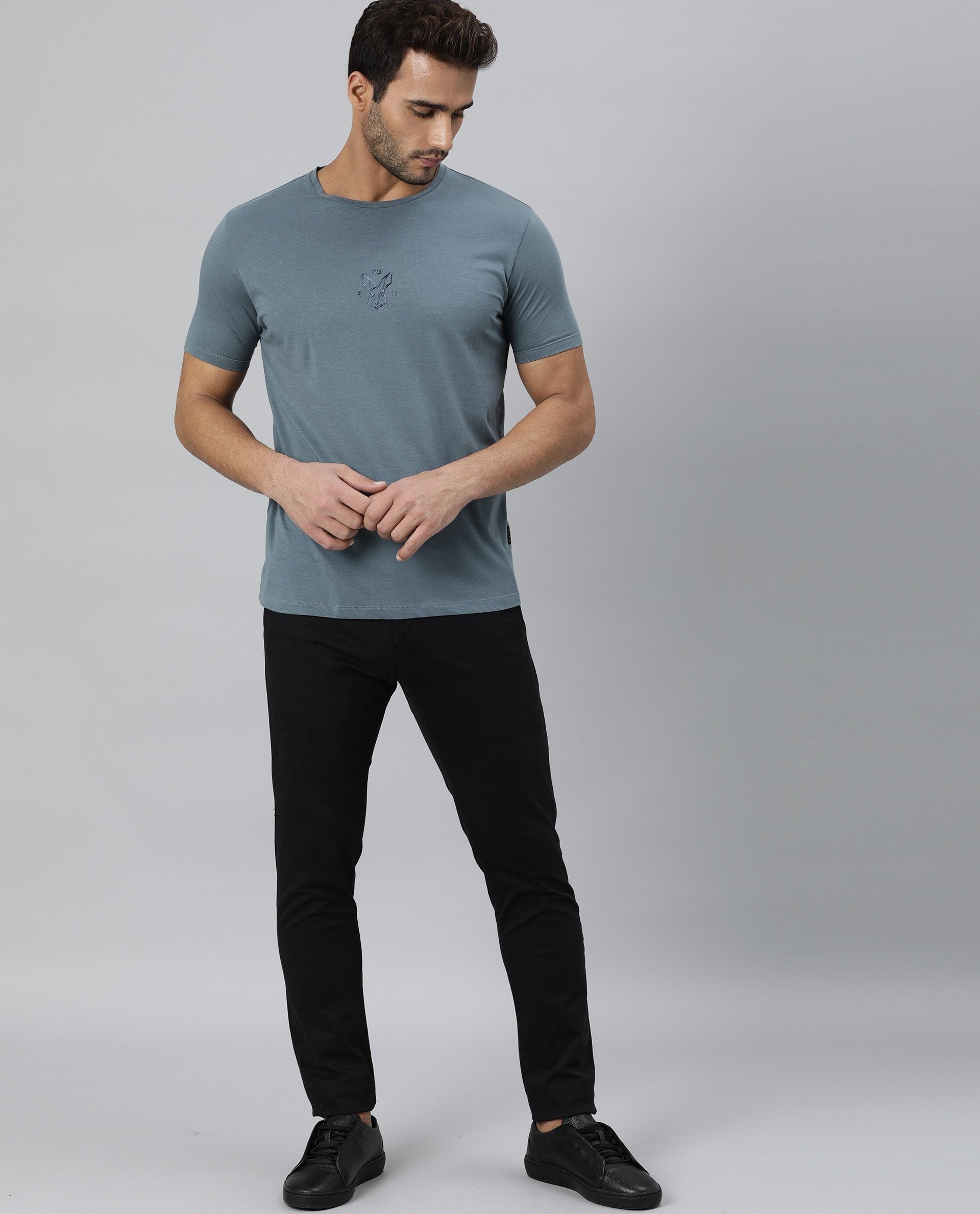 OVAL- LOGO DESIGN MENS T SHIRT - PETROL T-SHIRT RARE RABBIT