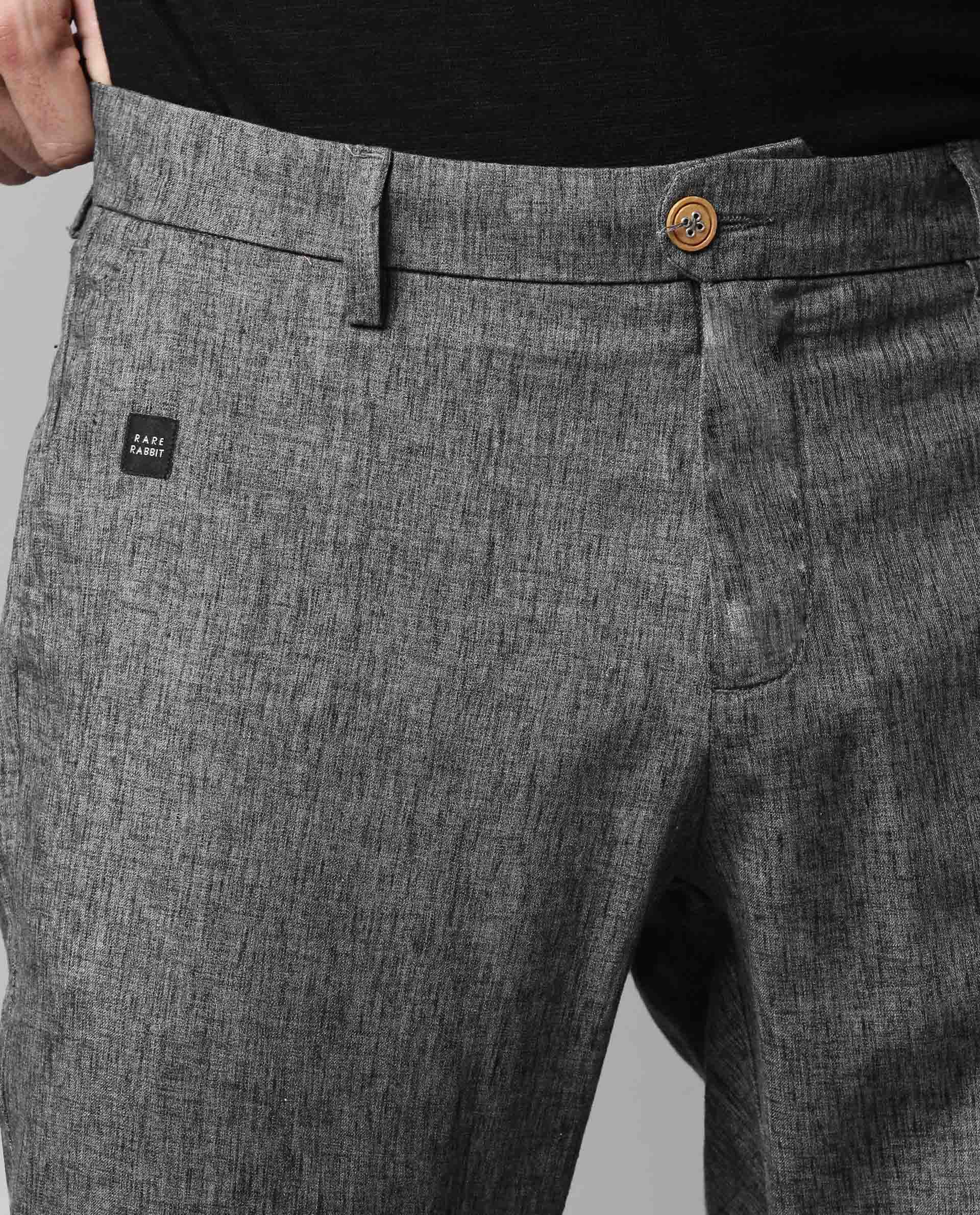 LINCON 2- LINEN MEN'S PANT - BLACK TROUSERS RARE RABBIT