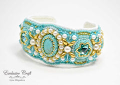 bead embroidered cuff bracelet tutorial