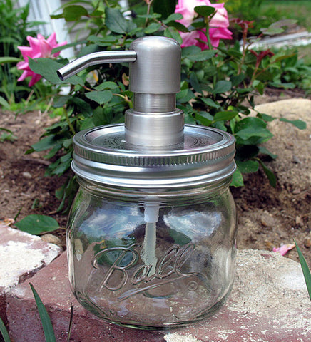 Mason jar soap dispensers for a hostes gift
