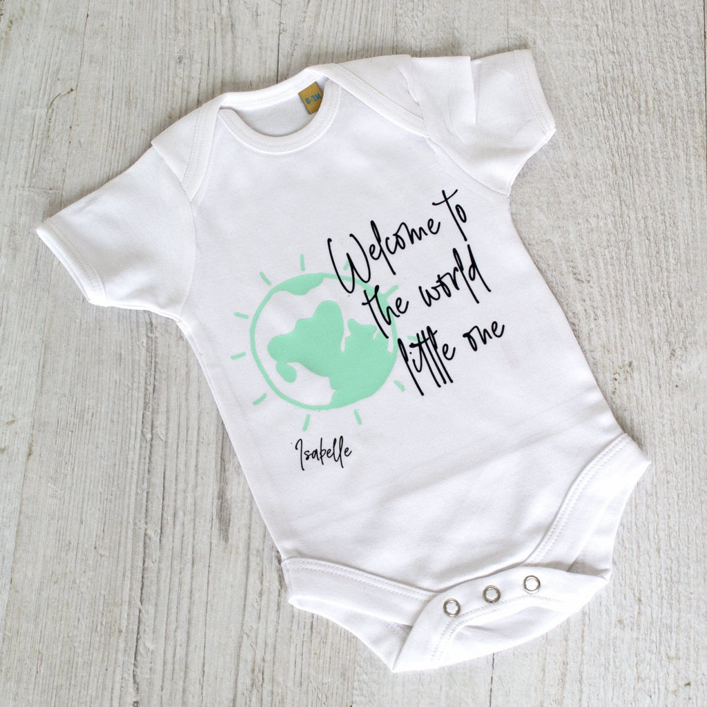 welcome to the world personalised baby grow