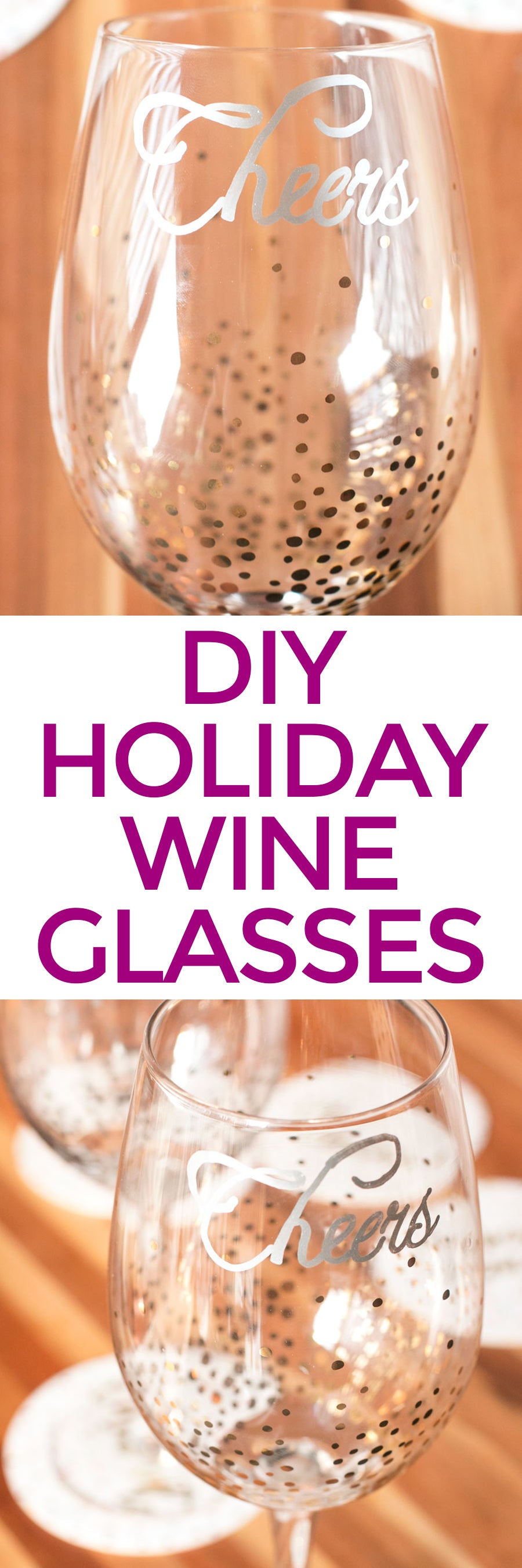 DIY Holiday Wine Glasses | pigofthemonth.com #wineglasses #christmas #holiday