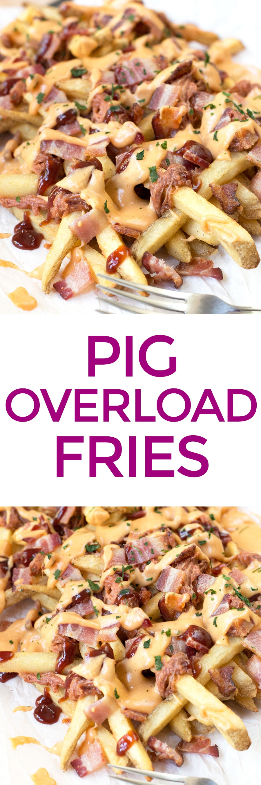 Pig Overload Fries | pigofthemonth.com #tailgating #pork #bacon #recipe