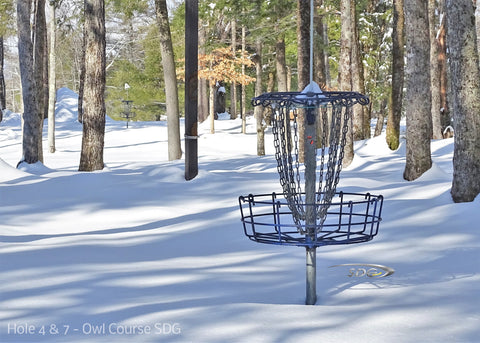 hole 4 - 7 owl course winter sabattus disc golf