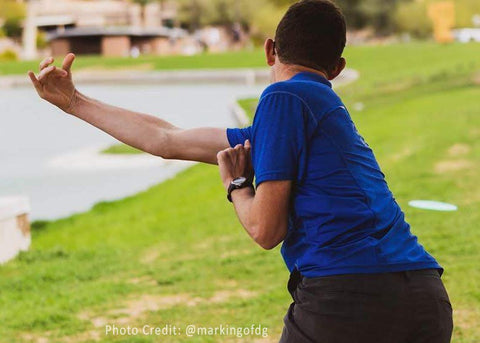 thomas gilbert disc golf forehand follow through from behind