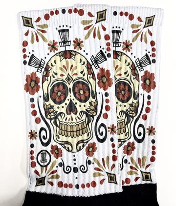 tee-box-sox-disc-golf-apparel Medium-Dia de Los Muertos White 