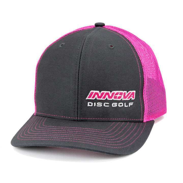 innova-unity-snapback-mesh-disc-golf-cap Charcoal-Neon Pink 