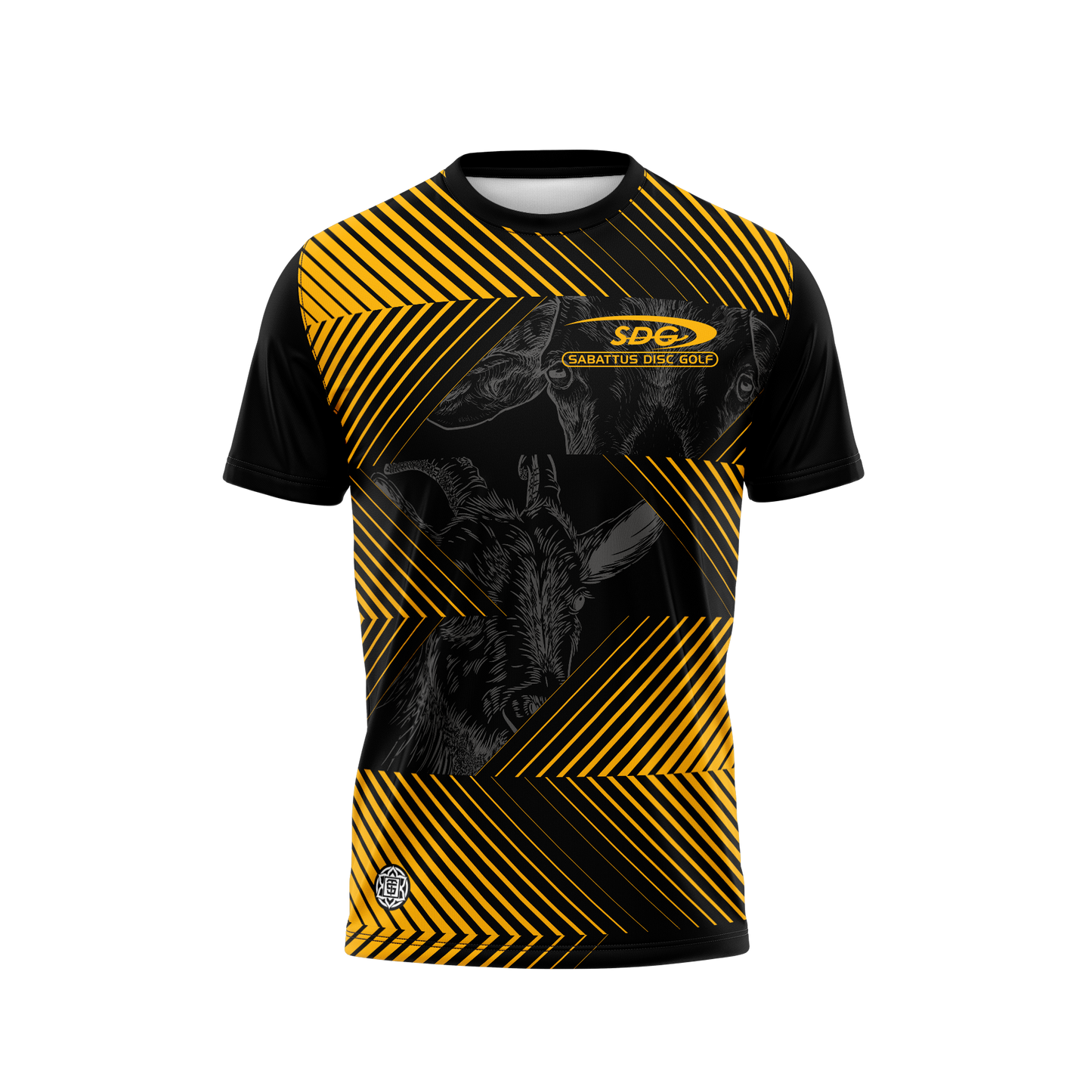 trainzwholesale Jersey Designed by Thought Space Athletics Black and Yellow with Goat Graphics front view
