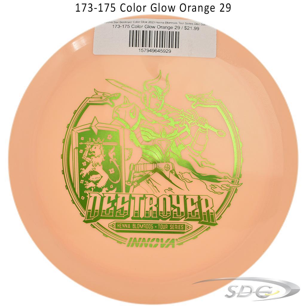 innova-star-destroyer-color-glow-2023-henna-blomroos-tour-series-disc-golf-distance-driver 173-175 Color Glow Orange 29 