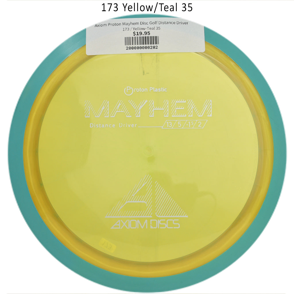 axiom-proton-mayhem-disc-golf-distance-driver 173 Yellow-Teal 35
