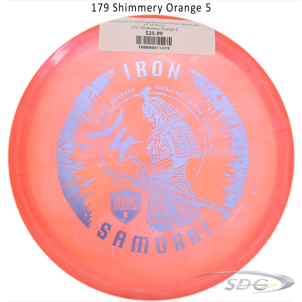 discmania-chroma-c-line-md3-eagle-mcmahon-iron-samurai-4-signature-series-disc-golf-midrange 179 Shimmery Orange 5