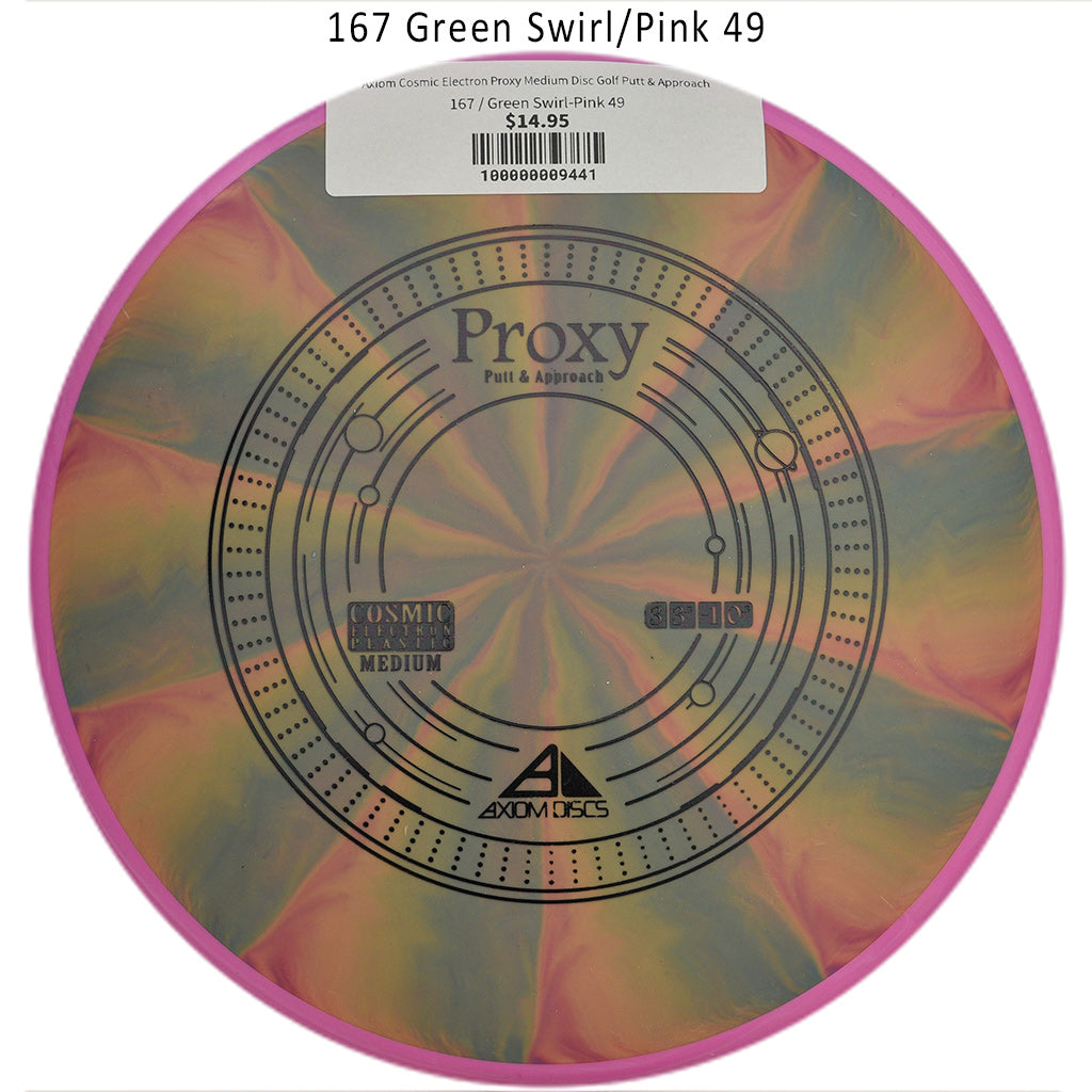 axiom-cosmic-electron-proxy-medium-disc-golf-putt-approach 167 Green Swirl-Pink 49