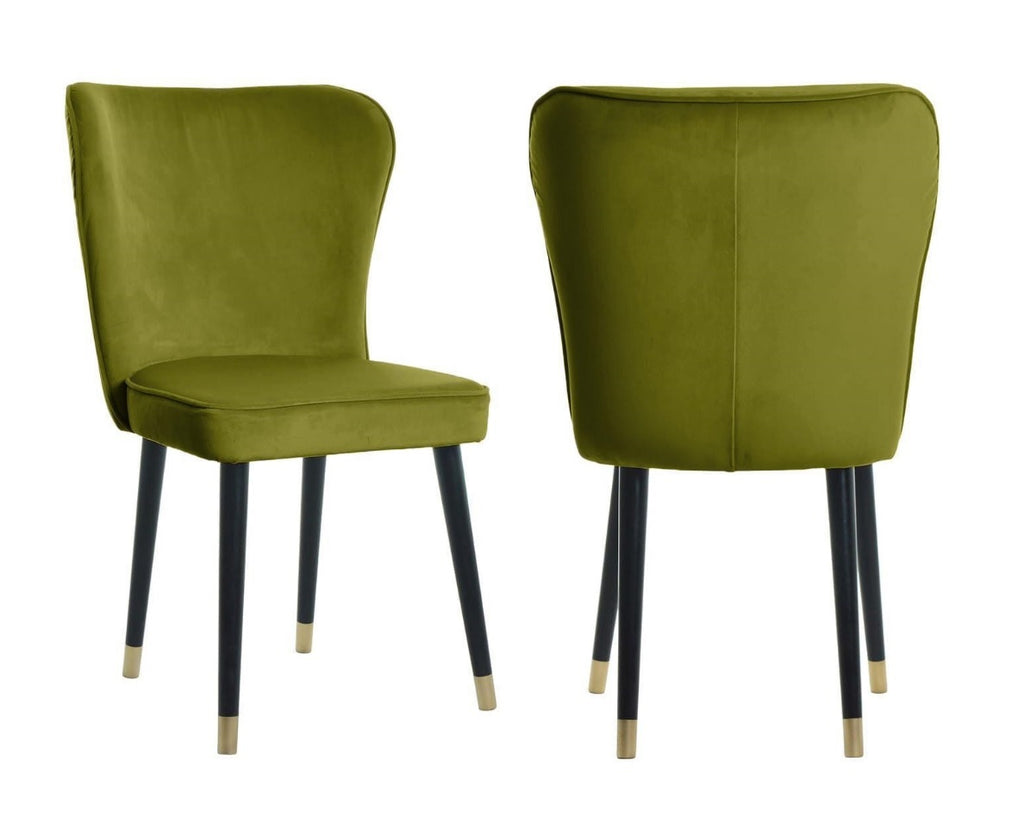 Celine - Olive Green Velvet Dining Chair, Set of 2– Belle Fierté