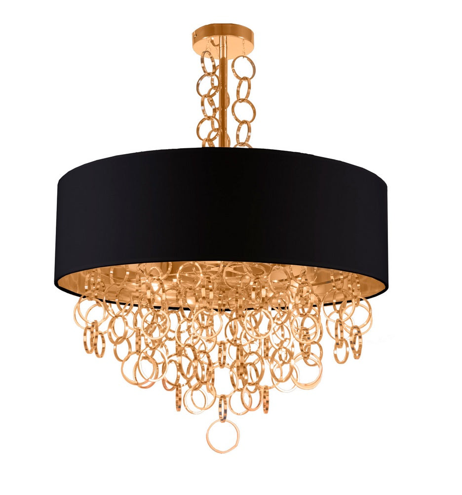 Charlotte Glamour Ceiling Lamp Gold Finish Black Shade Chandelier