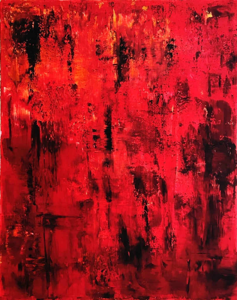 Abstract Canvas Painting Handmade Acrylic Painting Red Belle Fierte