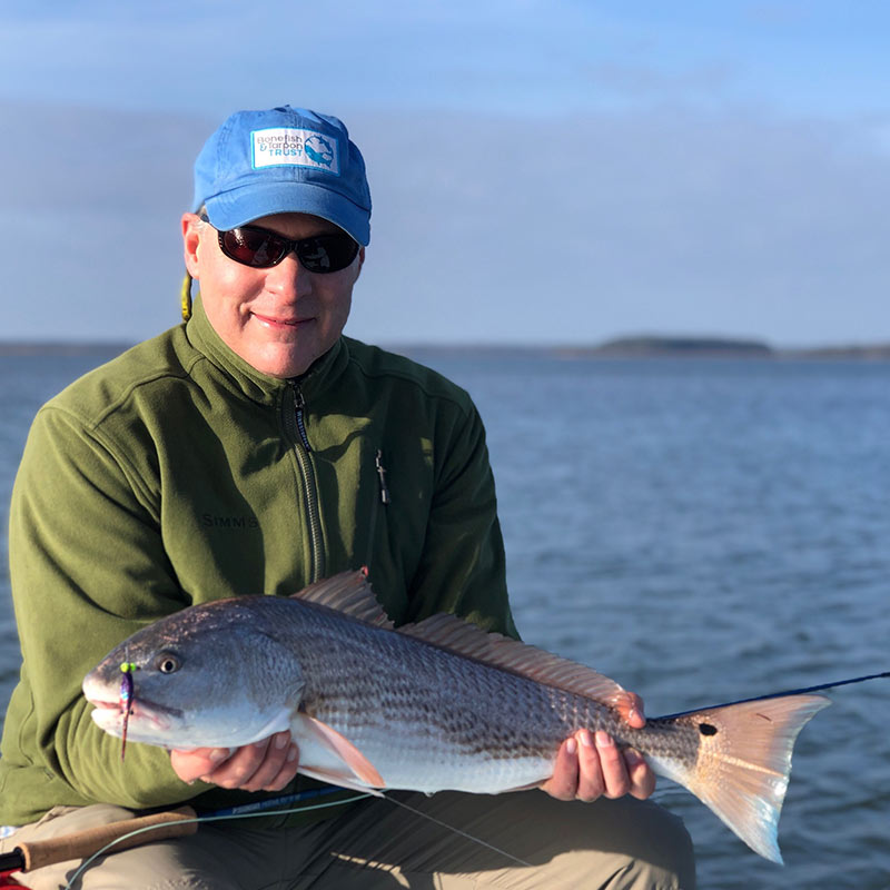 A nice red caught on a big fly this week with Captain Tuck Scott 