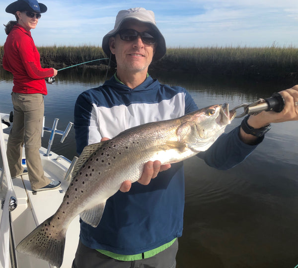 A gator trout caught this week with Captain Smiley Fishing Charters