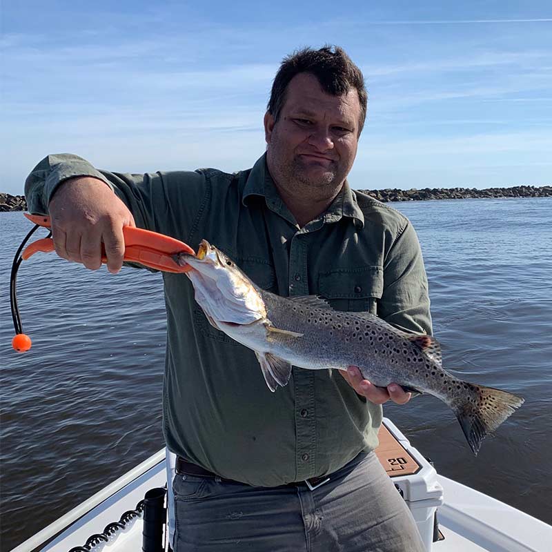 A nice trout caught this week with Captain Smiley Fishing Charters 