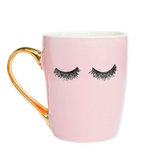 Gold Coffee Mug - Pink Eyelashes