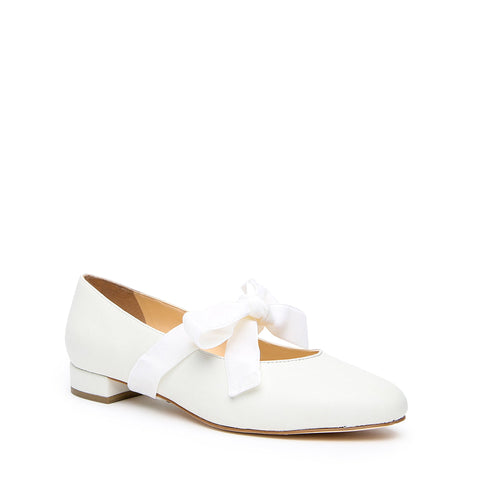 Customizable White Ballet Flat + White Velvet Marie Strap | Alterre Make A Shoe - Sustainable Shoes & Ethical Footwear
