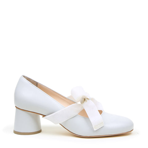 Cloud Grey Ballet Pump + White Velvet Marie | Alterre Make A Shoe - Sustainable Shoes & Ethical Footwear