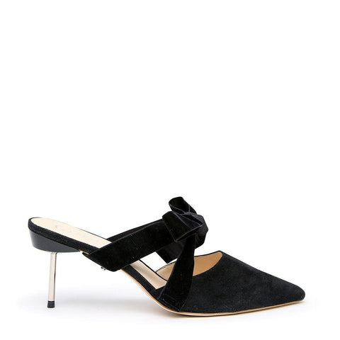 Black Suede Customizable Stiletto + Black Velvet Marie Strap | Alterre Interchangeable Shoes - Sustainable Footwear & Ethical Shoes
