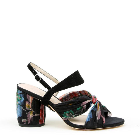 Black Floral Twist Sandal + Black Suede Elsie | Alterre Make A Shoe - Sustainable Shoes & Ethical Footwear