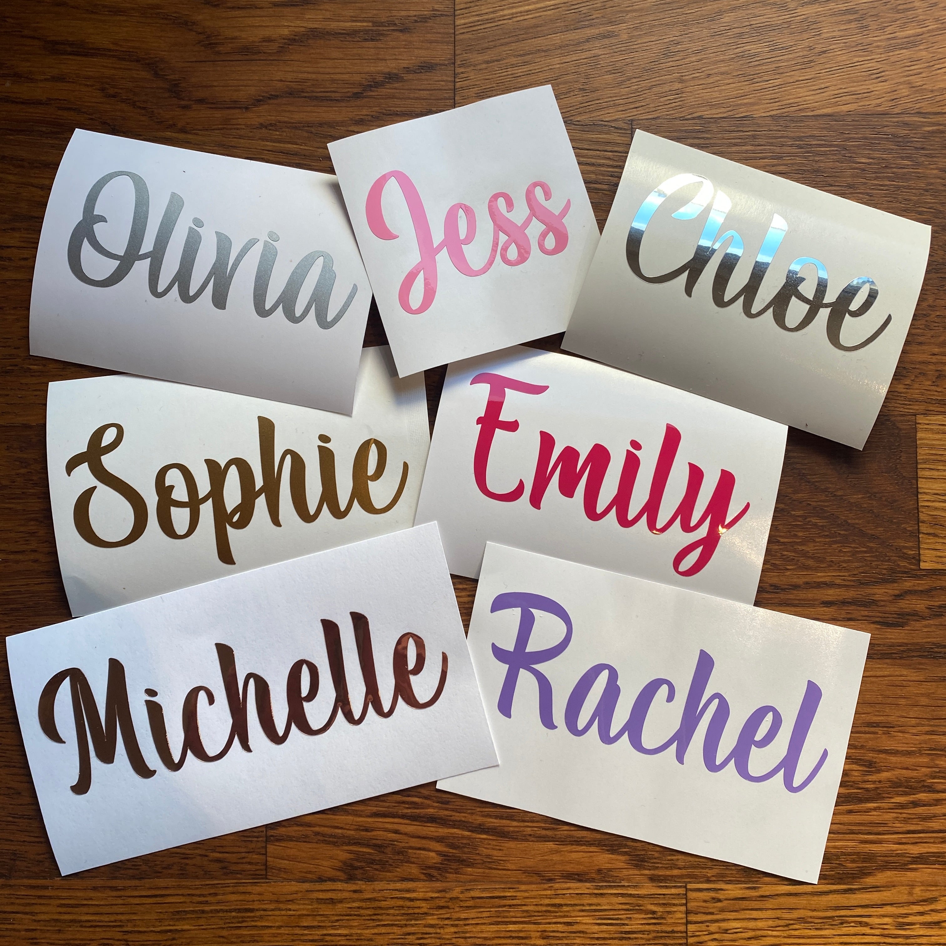 Personalised Small Vinyl Name Stickers in Font as my Bride Labels Peel Off 
