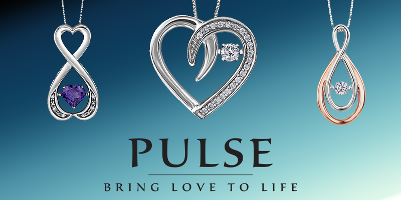Pulse gold and silver diamond and birthstone necklaces
