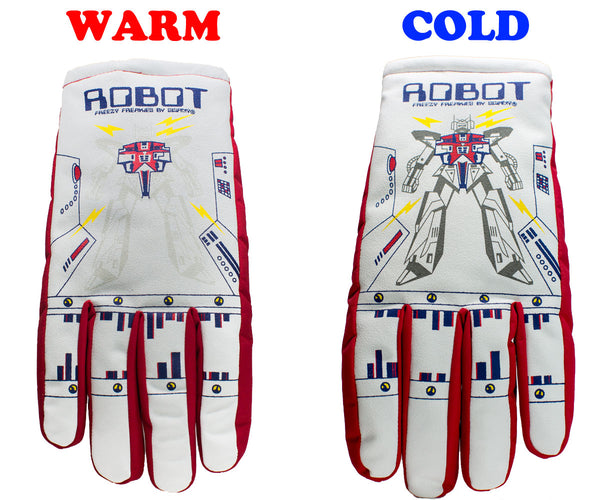 Freezy Freakies adult gloves Robot design with warm cold comparison
