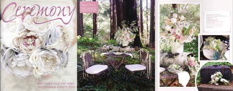 Ceremony Magazine featuring wedding floral designs from Gorgeous and Green