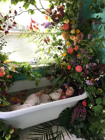 Floral installation, Amazonian forest bath time