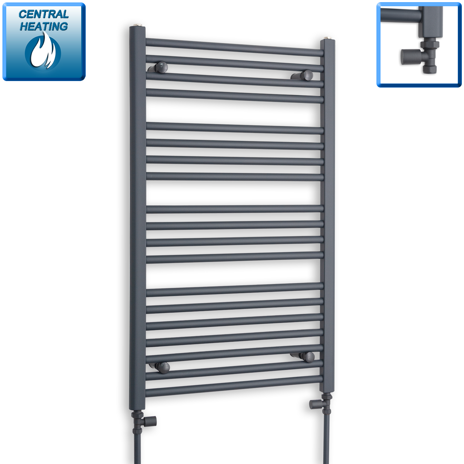 desinfecteren paling Grootste 1000 mm High 600 mm Wide Anthracite Towel Rail