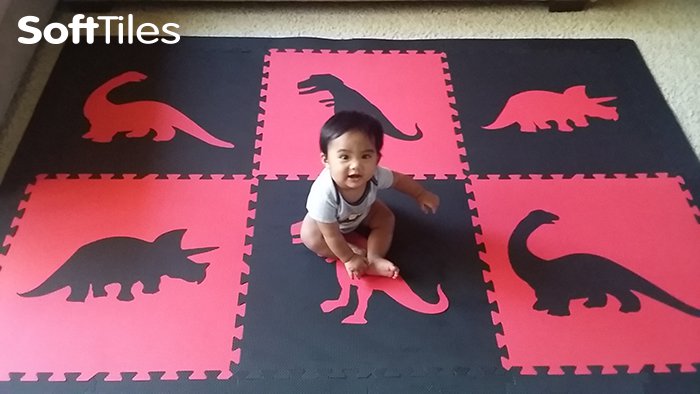 SoftTiles Dinosaur Kids Foam Mats for Playrooms