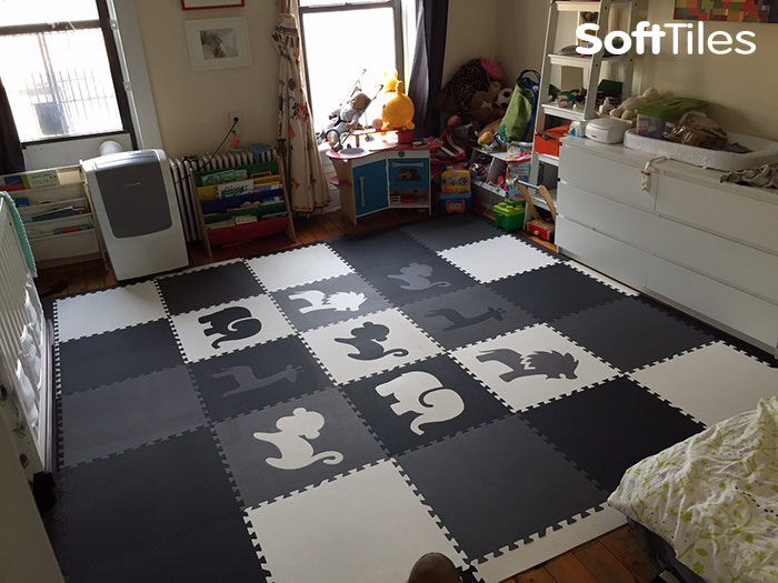 Safari Animals Black Gray White Custom Play mat