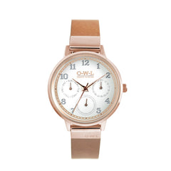 Ladies tan and rose leather strap watch