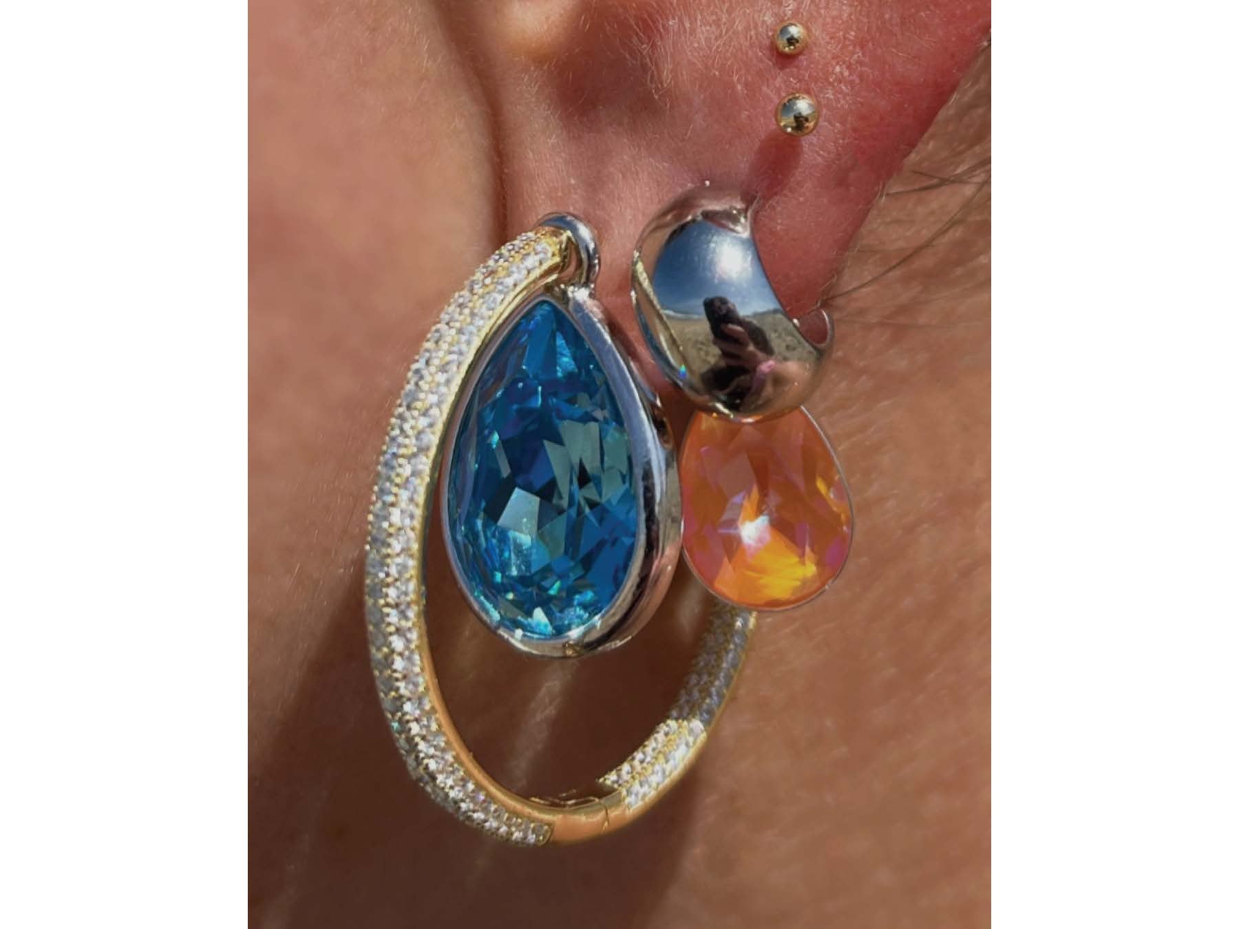 Gemini Mismatched Earring Pair / Tangerine