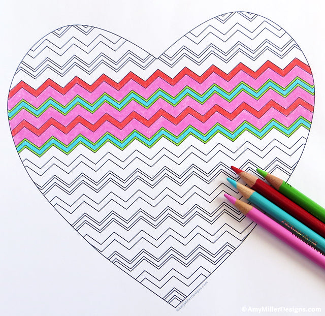 Chevron Heart Coloring Page
