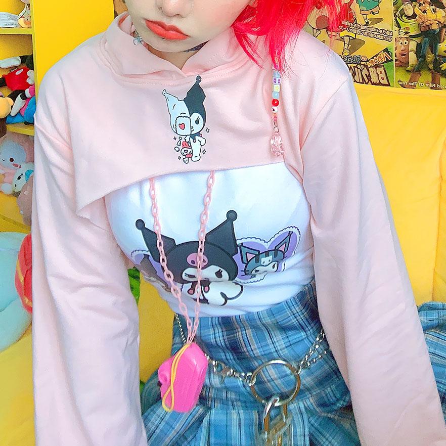 Japanese Kawaii Kuromi Pink Short Shirt SD00914 – SYNDROME - Cute