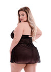 Eco Lace and Mesh Chemise-Blk - Queen