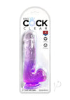 King Cock Clear Dildo with Balls - Clear/Purple - 6in