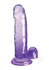 King Cock Clear Dildo with Balls - Clear/Purple - 7in