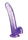 King Cock Clear Dildo with Balls - Clear/Purple - 9in