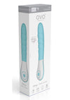 OVO Silkskyn Rechargeable Silicone Ribbed Vibrator - Blue/White