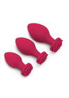 Secret Kisses Rosegasm Butt Bouquet Training Set Silicone Butt Plugs - 3 Piece - Red