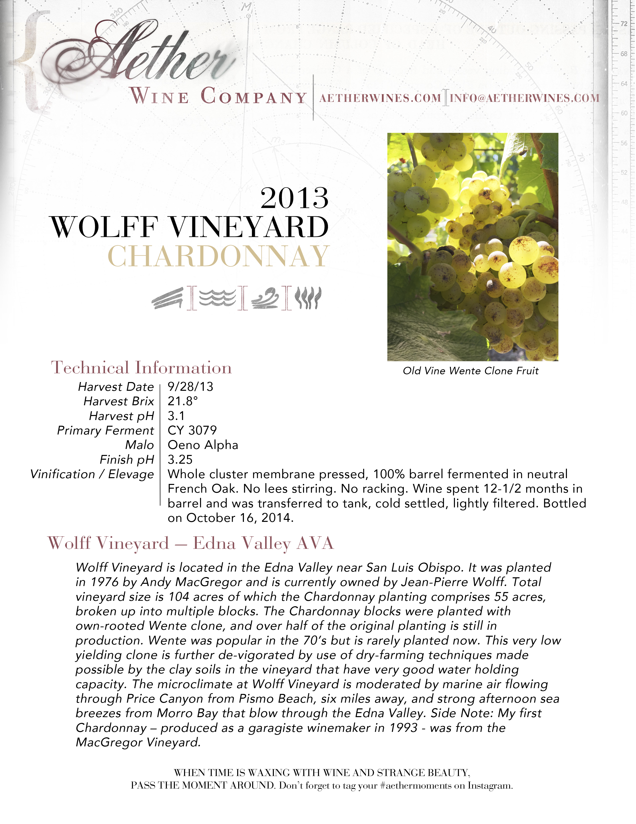 2013 Aether Wolff Vineyard Chardonnay